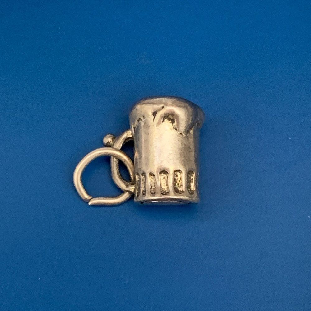 Beer Mug over flowing with foam Sterling Silver Jewelry Charm #party #beverages